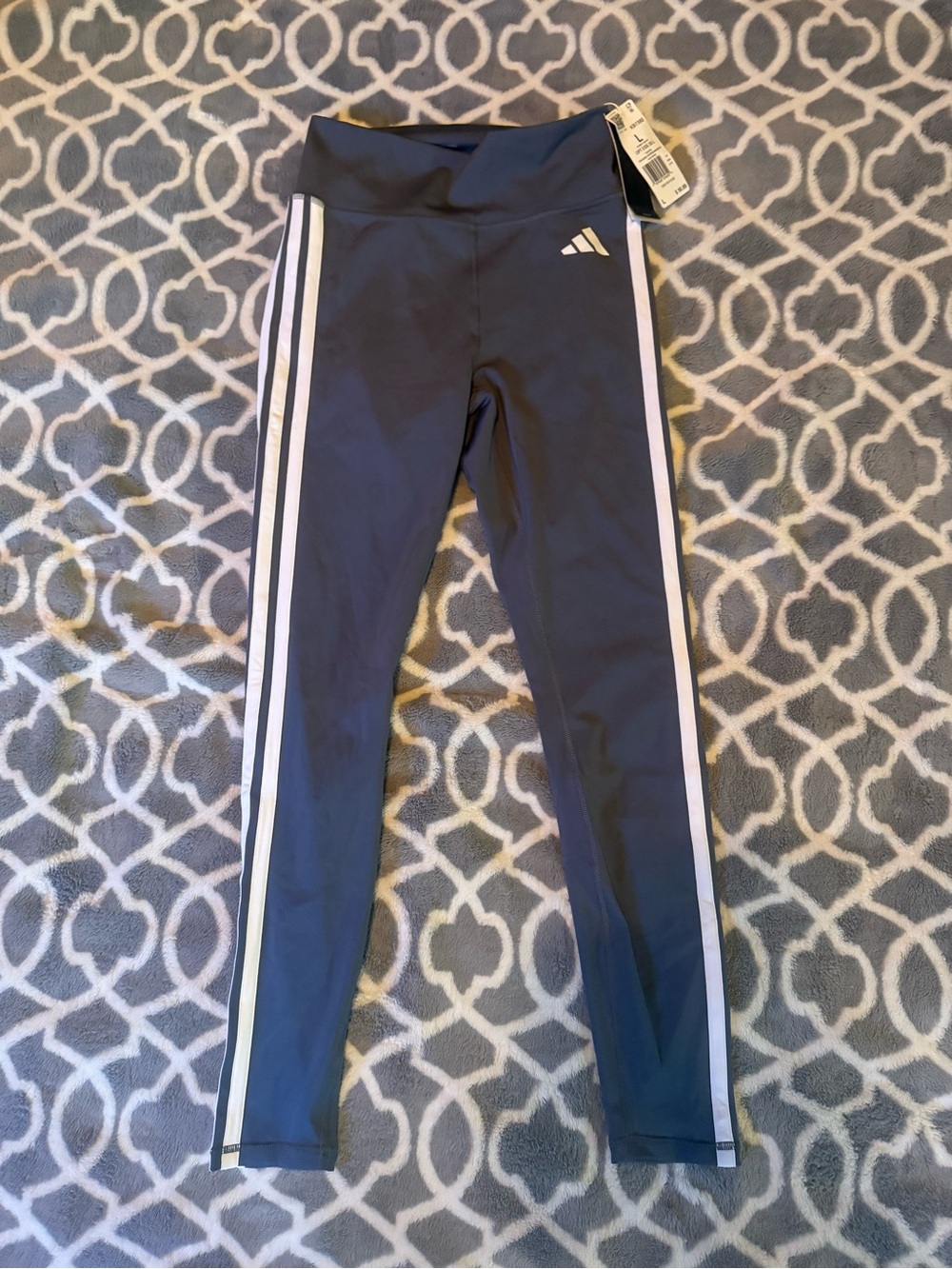 Women’s adidas Onix White Leggings with White Side Stripes Size Large BNWT